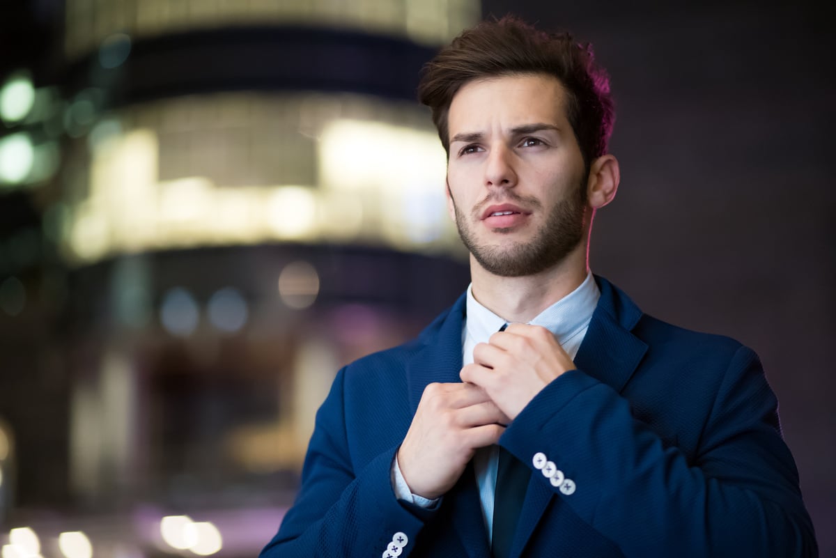 Man Wearing Blue Suit